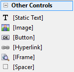Other controls, such as static text and images, are found in the "Other Controls" toolbox.